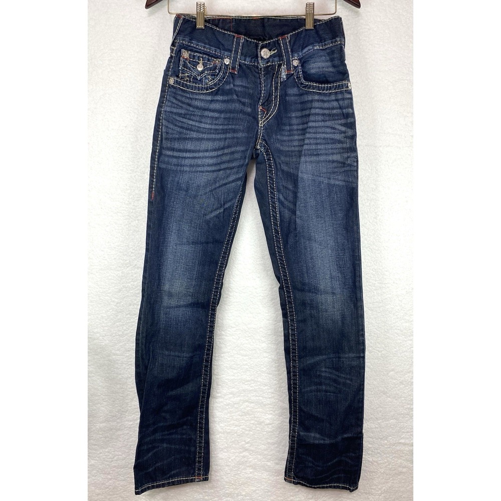 True Religion Jeans‎ Women's 27 Dark Wash Distressed Pockets Back Straight
